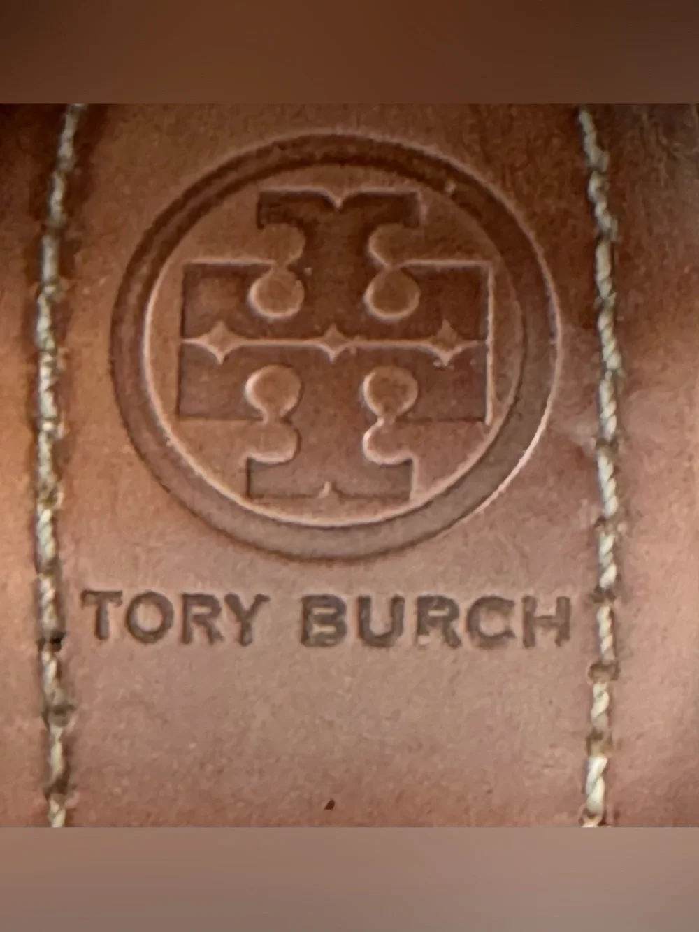 Tory Burch Chandler Brown/Tan Leather Logo Thong Sandals Size 7M